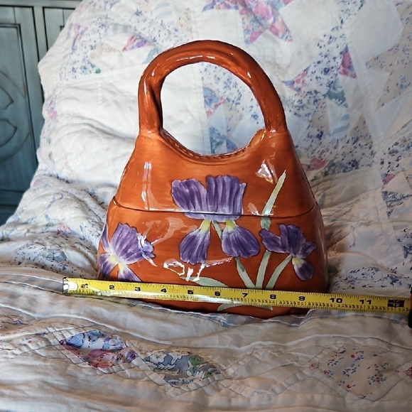 Handcrafted Floral Orange and Purple Women Bag - Picture 3 of 3